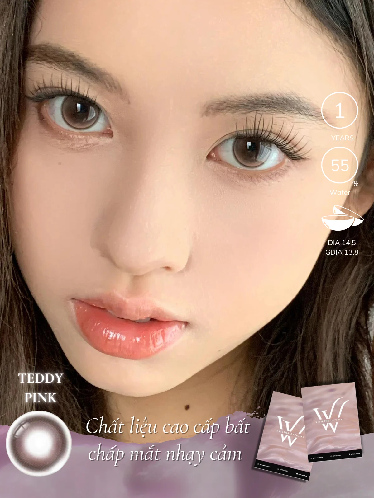 Lens Teddy Pink màu hồng — ảnh sản phẩm VIVILENS