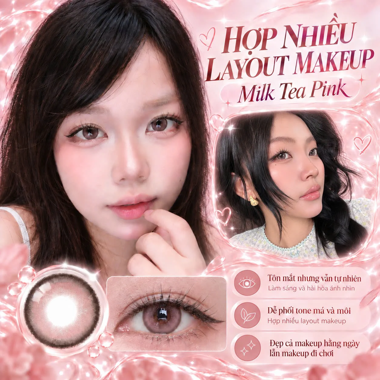 Lens Milk Tea Pink màu hồng — ảnh sản phẩm VIVILENS