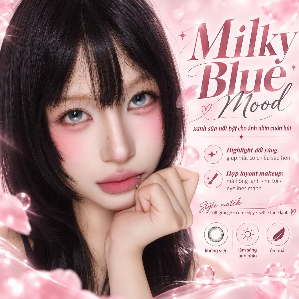 Lens Milky Blue màu xanh dương — ảnh sản phẩm VIVILENS