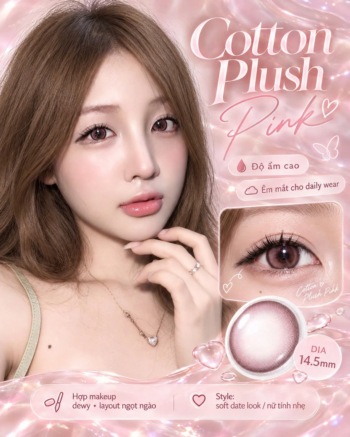 Lens Cotton Plush Pink màu hồng — ảnh sản phẩm VIVILENS