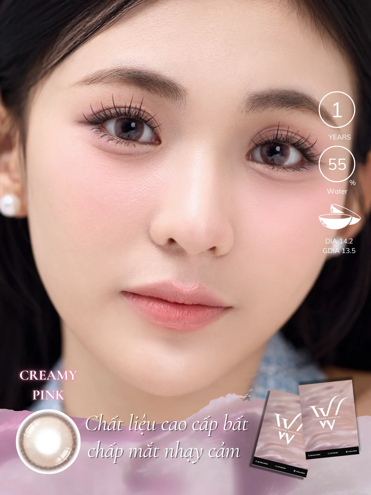 Lens Creamy Pink màu hồng — ảnh sản phẩm VIVILENS