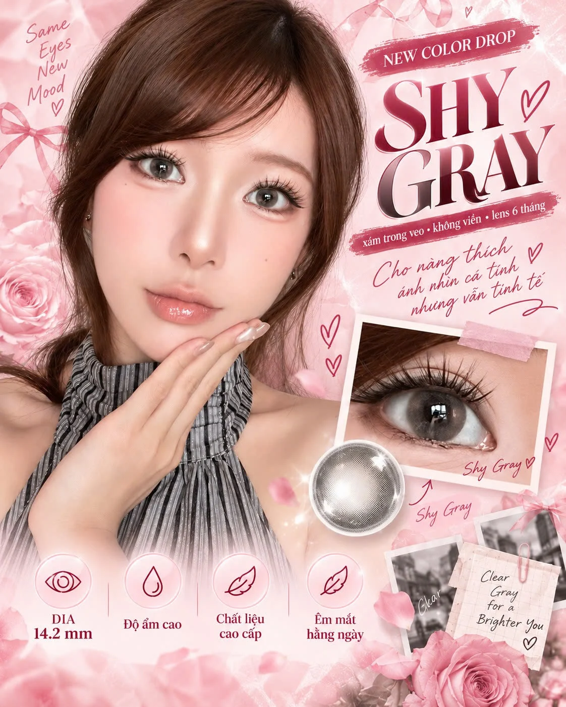 Lens Shy Gray màu xám — ảnh sản phẩm VIVILENS