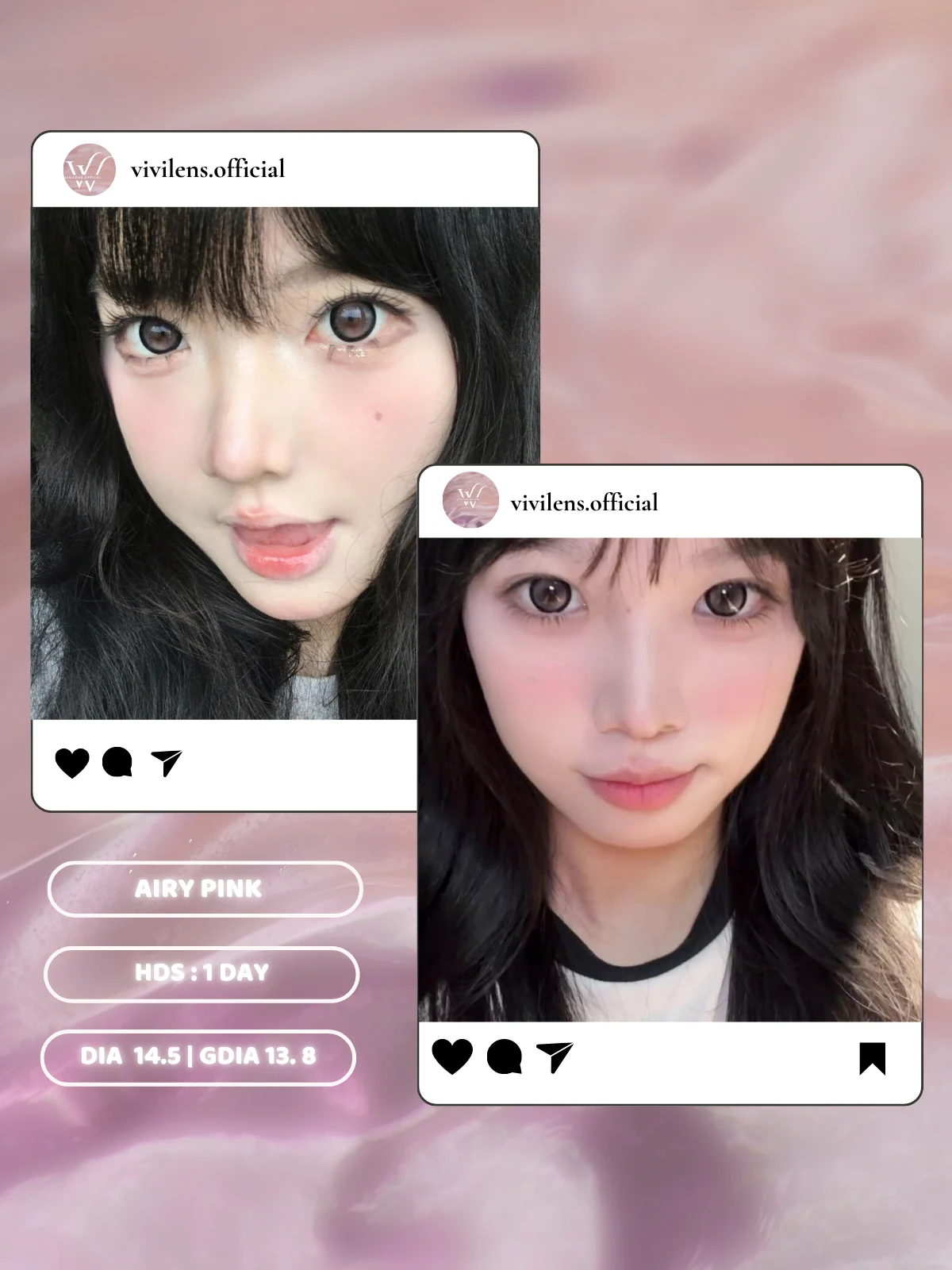 Lens Airy Pink (1 Day) màu hồng — ảnh sản phẩm VIVILENS