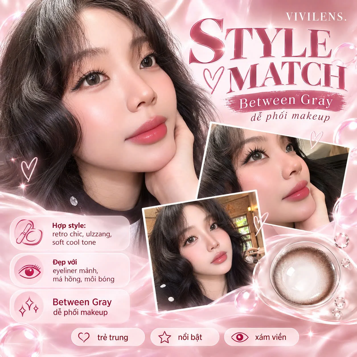 Lens Between Gray màu xám — ảnh sản phẩm VIVILENS